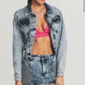 Retrofete Cropped Washed Denim Jacket - Light Blue